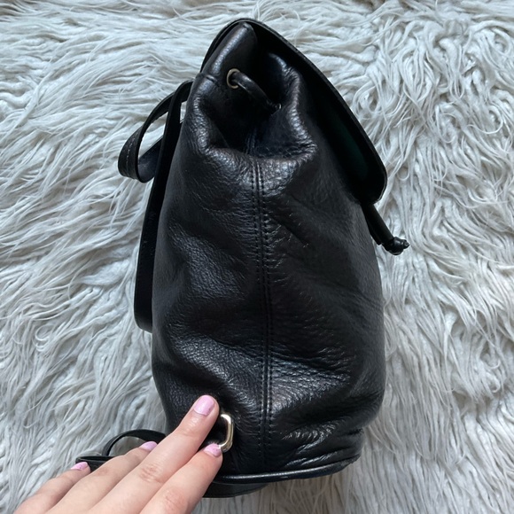 Coach Black Park Pebbled Leather Turn Key Drawstring Backpack Bag F24385 EUC - Picture 5 of 9